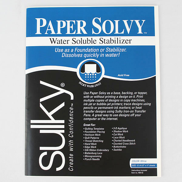 Sulky Paper Solvy: Water Soluble Stabilizer - 12 sheets at 8-1/2